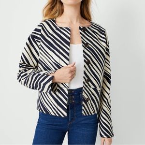 Ann Taylor Zebra Stripe Print Cocoon Short Jacket